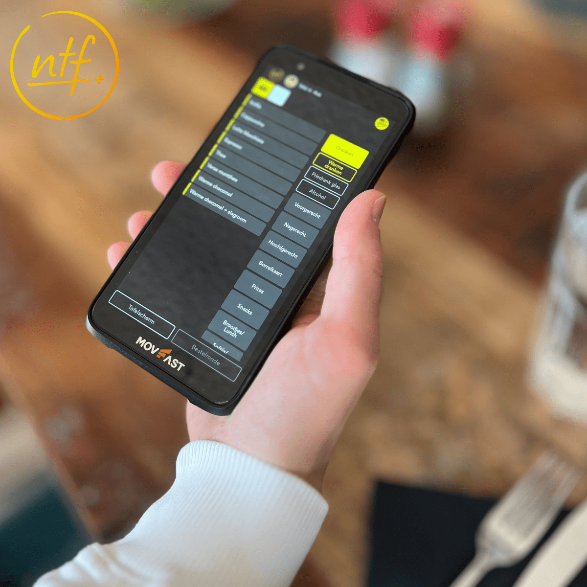 Handheld mobiel bestellen afrekenen tap to pay