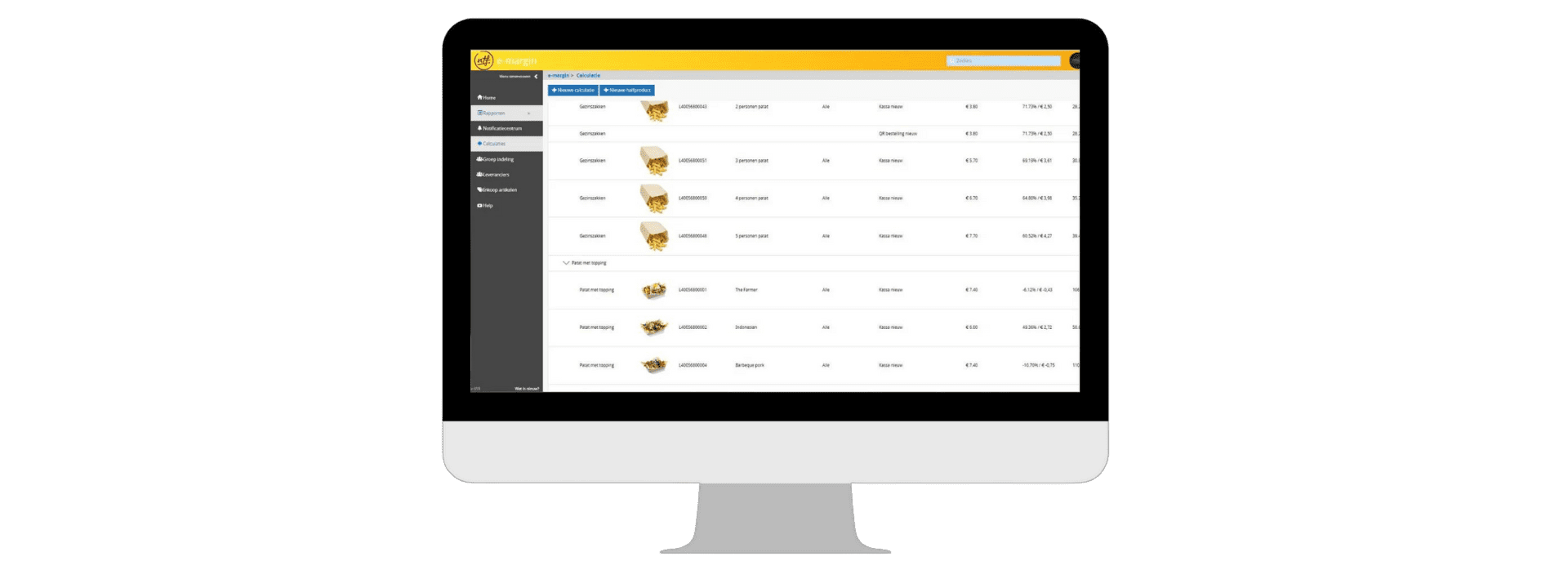 menucalculatie software ntf e-margin