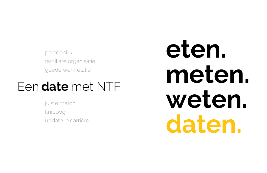 eten meten weten daten NTF vacature